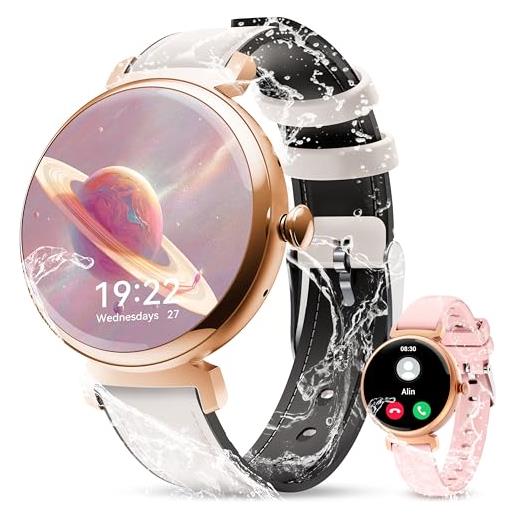 OUKITEL bt30 smartwatch donna - 1,04hd schermo tattile orologio smartwatch con chiamate bluetooth, smart watch con contapassi/cardiofrequenzimetro/sonno, 100+sport impermeabil ip68 per android ios, oro