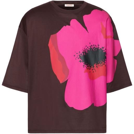 Valentino Garavani t-shirt con stampa flower portrait - marrone