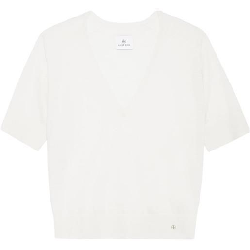 ANINE BING t-shirt aria con placca logo - bianco