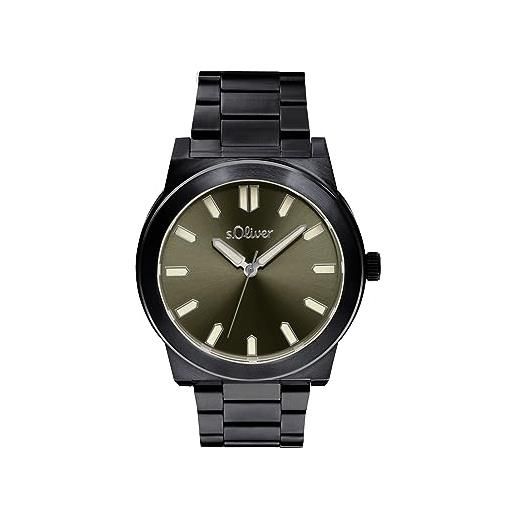 s.Oliver 2036556 - orologio da polso analogico al quarzo, con cinturino in acciaio inox, impermeabile, 5 bar, in confezione regalo, verde, bracciale