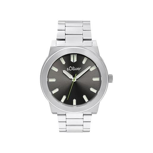 s.Oliver 2036556 - orologio da polso analogico al quarzo, con cinturino in acciaio inox, impermeabile, 5 bar, in confezione regalo, grigio. , bracciale