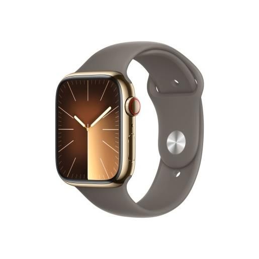 Apple smartwatch Apple watch series 9 gps + cellular 45mm cassa in acciaio oro con cinturino sportivo s/m creta [mrmr3]