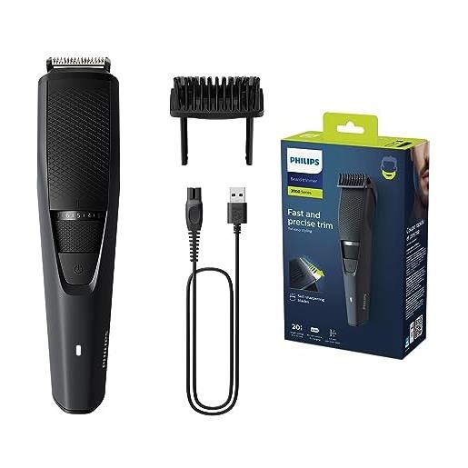 Philips beard trimmer series 3000 - regolabarba elettrico per uomo con lame autoaffilanti, sistema lift & trim, 60 min di uso cordless e 1 ora di ricarica (modello bt3233/15)