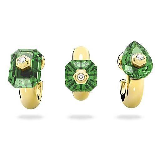 Swarovski numina set 3 orecchini a cerchio, con cristalli e zirconiaSwarovski , placcato in tonalità oro, verde