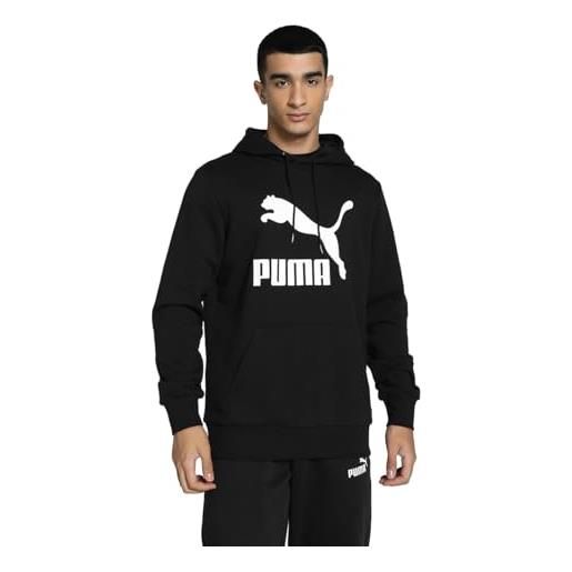 PUMA classics logo hoodie felpa, nero, xl uomo