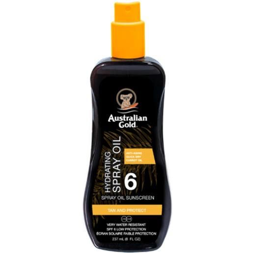 Australian Gold spf6 spray oil sunscreen 237ml - spray olio solare con carota spf6 protezione bassa