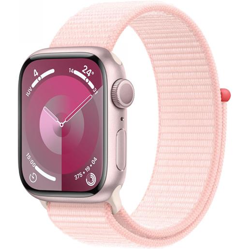 Apple watch series 9 gps cassa 41mm in alluminio rosa con cinturino sport loop rosa confetto - mr953ql/a