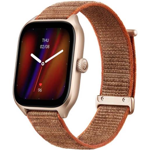 Amazfit smartwatch gts 4 1.75 amoled cassa oro cinturino in nylon colore marrone - smwazfgts4bro