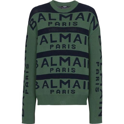 Balmain maglione con ricamo - verde