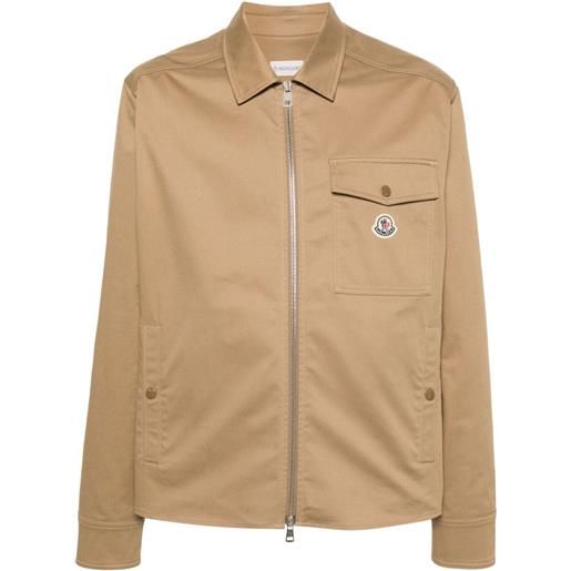 Moncler giacca-camicia con applicazione - marrone