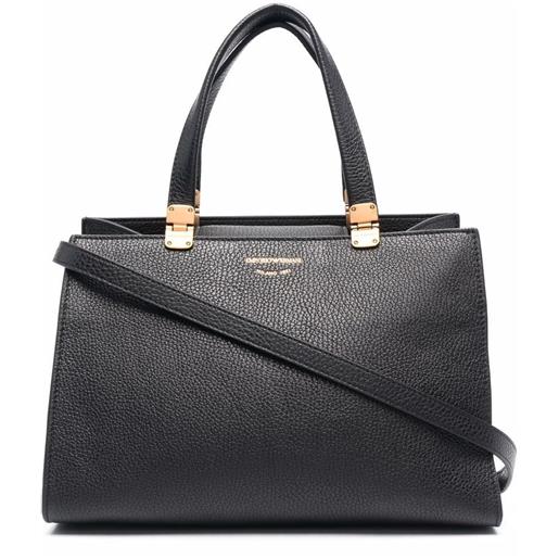 Emporio Armani borsa tote con logo goffrato - nero