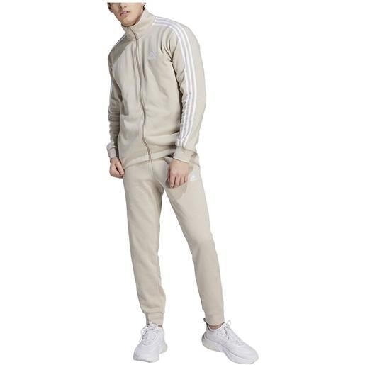 Adidas basic 3 stripes fleece tracksuit beige 2xl / regular uomo