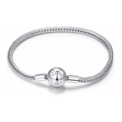 ZaliOan bracciale in argento sterling 925, bracciali a catena a maglie regolabili per donna-adatto per il fascino di pandora