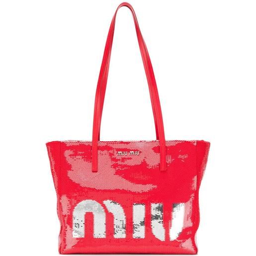 Miu Miu borsa tote con logo - rosso