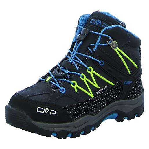 CMP unisex - bambini e ragazzi kids rigel mid trekking shoe wp scarpe da trekking alta, blue gecko, 34 eu