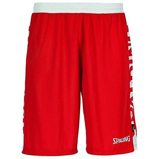 Spalding essential reversible shorts pantaloni, rosso/bianco, 4xl uomo