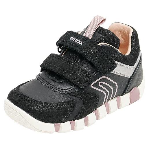 Geox b iupidoo girl c, scarpe da ginnastica bimba 0-24, black dk pink, 23 eu