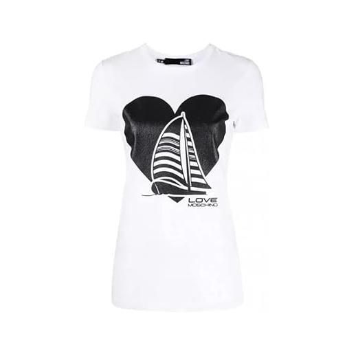 Love Moschino maglietta a maniche corte slim fit t-shirt, bianco, 50 donna