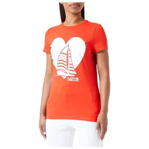 Love Moschino maglietta a maniche corte slim fit t-shirt, colore: rosso, 50 donna