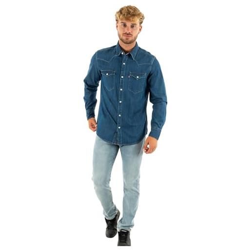 Levi's barstow western standard, uomo, grant mid blue chambray, xs