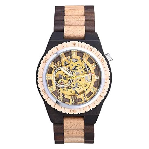 SUPBRO orologio da uomo in legno meccanico orologio da polso al quarzo con movimento analogico cinturino in legno
