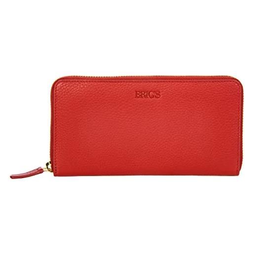 Bric's marmolada portafoglio donna con zip e protezione rfid, scomparto per banconote, 15 tasche porta carte, tasca portamonete interna con zip, dimensione 20 x10 x 3 cm, rosso