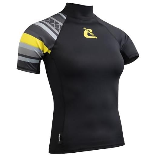 Cressi shield lady rash guard short/sl black yellow - rash guard manica corta protettiva per sup e sport acquatici, nero/giallo, l/4, donna