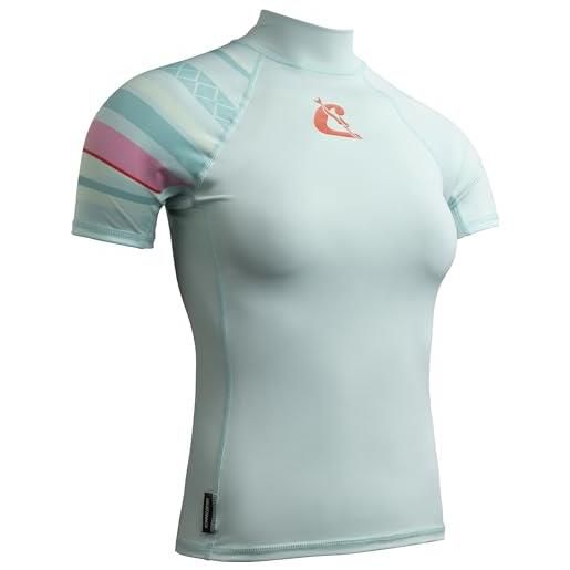 Cressi shield lady rash guard short/sl black yellow - rash guard manica corta protettiva per sup e sport acquatici, nero/giallo, l/4, donna