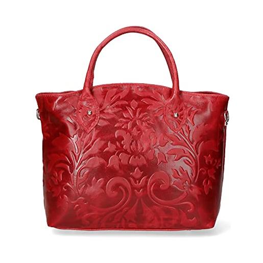 Chicca Borse borsa tote donna borsa a mano in pelle camoscio stampato borsa media italiana - rosso