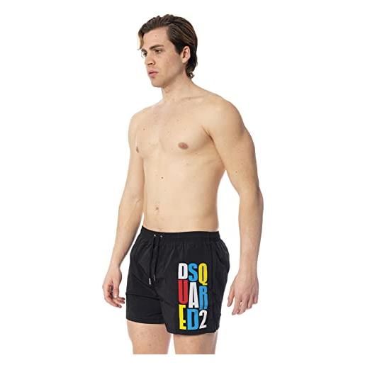DSQUARED2 beachwear uomo nero shorts mare con stampa logo multicolor 46