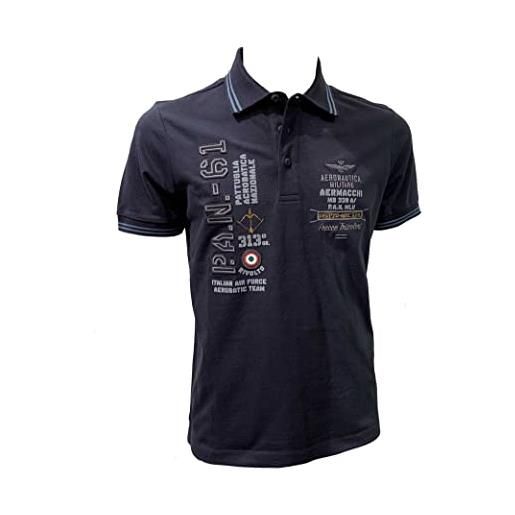Aeronautica Militare polo po1686 pan-61 frecce tricolori, da uomo, in piqué, maglia, t-shirt, maglietta, maniche corte (m, blu navy)