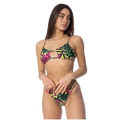 4Giveness beachwear donna multicolor bikini con fantasie animalier m