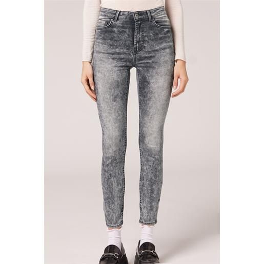 Calzedonia jeans push up skinny a vita alta soft touch grigio