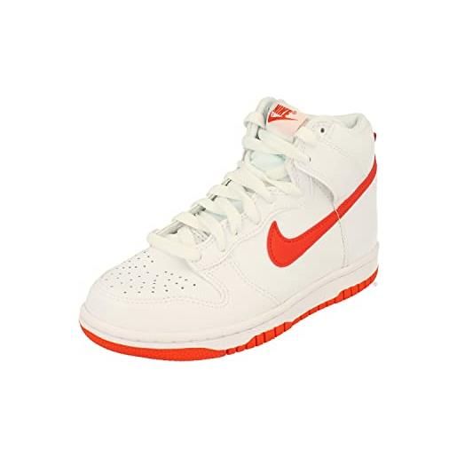 Nike dunk high gs trainers db2179 sneakers scarpe (uk 5.5 us 6y eu 38.5, white red white 111)
