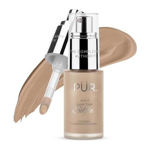 NANQUAN pür minerals 4-in-1 love your selfie longwear foundation & concealer, full coverage liquid foundation, hydrating formula, cruelty free