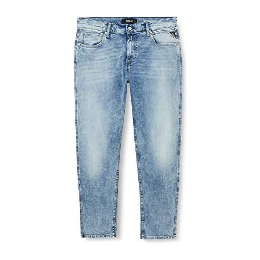 REPLAY jeans uomo sandot tapered fit super elasticizzati, blu (light blue 010), w33 x l32
