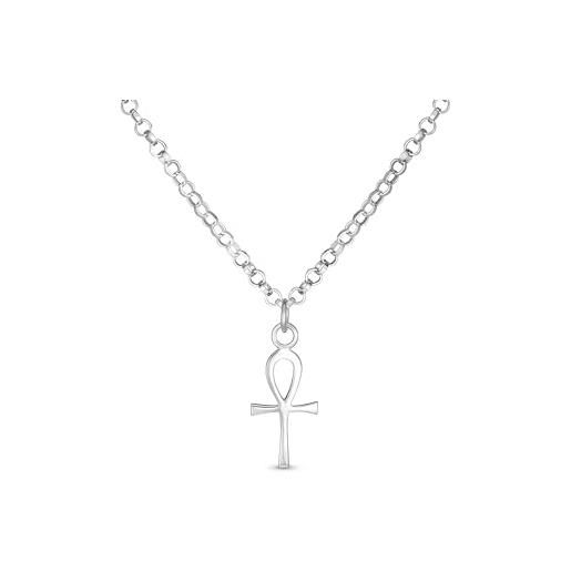 Bling Jewelry unisex mini piccolo ciondolo croce egiziana ankh chiave della vita religiosa per donne uomini adolescenti in argento sterling. 925 lucidato