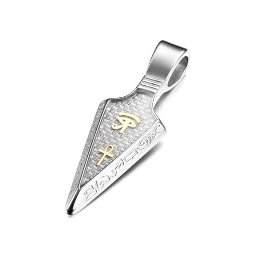GTHIC collane con ciondolo a punta di freccia in acciaio inossidabile per uomini e donne regali di gioielli con occhio egiziano di ra ankh, ciondolo in argento