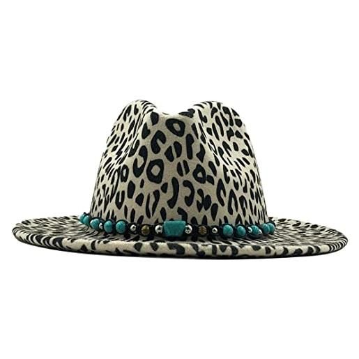 Mokkpeq cappelli fedora in feltro di lana a tesa piatta unisex uomo donna cappelli formali a grana leopardata cappello da chiesa per feste casual