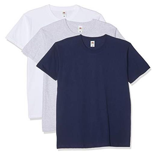 Fruit of the Loom valueweight tee, 3 pack t-shirt, blu (navy 32), medium (pacco da 3) uomo