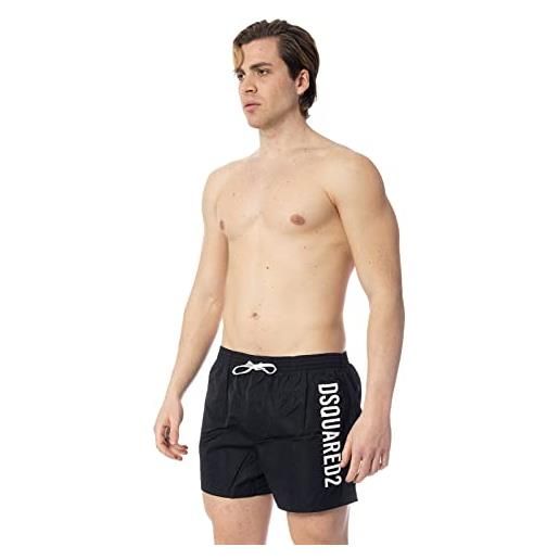 DSQUARED2 beachwear uomo nero shorts mare con stampa logo lettering 54