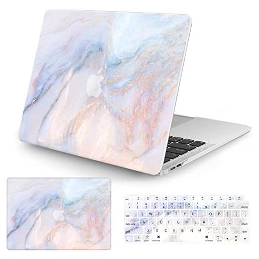 Vozehui cover compatibile con mac. Book pro 13 laptop case 2020 release m1 a2338/a225/a2289 touch id, con motivo in marmo, custodia rigida in plastica protettiva e custodia per tastiera
