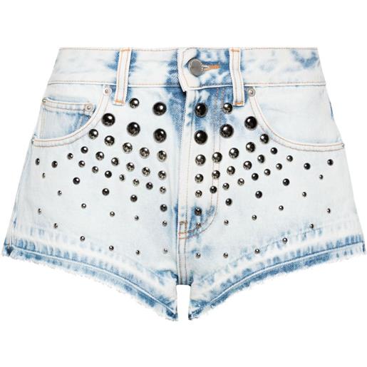 Alessandra Rich shorts denim con borchie - blu