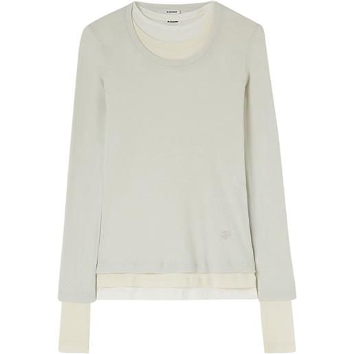 Jil Sander t-shirt con design a strati - grigio