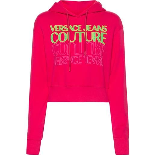 Versace Jeans Couture felpa upside down crop - rosa