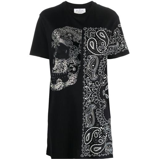 Philipp Plein abito modello t-shirt con stampa paisley - nero