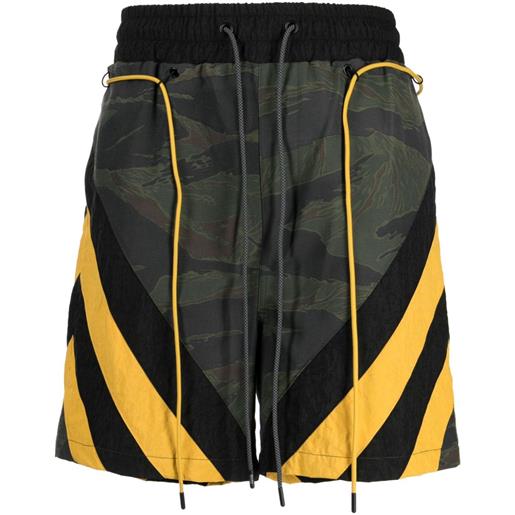 Mostly Heard Rarely Seen camouflage striped track shorts - verde