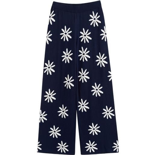Chinti & Parker pantaloni ditsy daisy a gamba ampia - blu