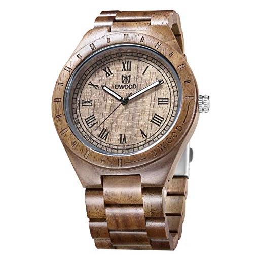 RORIOS moda orologio legno da uomo orologio da polso orologio analogico al quarzo orologio di peso leggero naturale orologio di legno