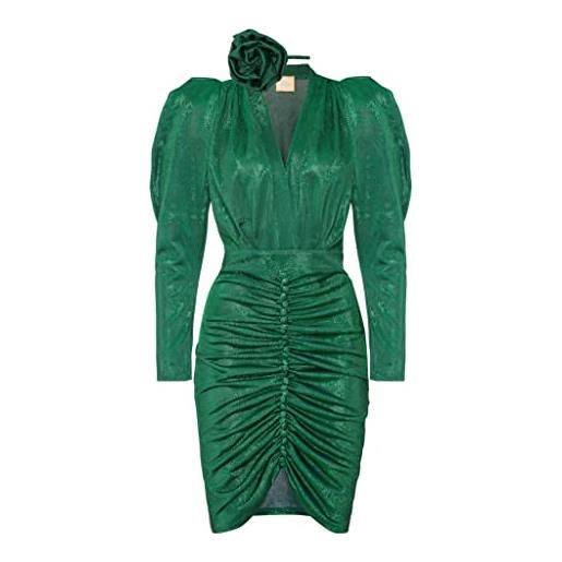 Swing Fashion laura rose | grün | s glitterato da donna elegante festivo | vestito da festa | prendisole sera | abiti da cocktail | abito aderente | sexy | scollo a v | manica lunga | verde | 36, s